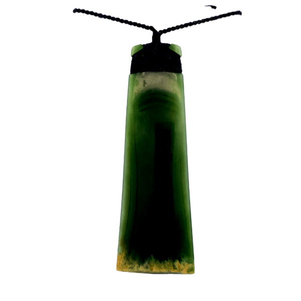 NZ pounamu greenstone toki with flower jade necklace