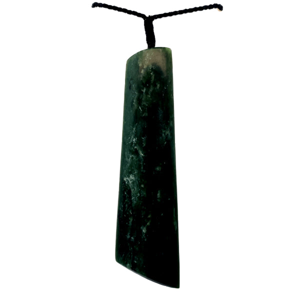 NZ pounamu greenstone flower jade chiselled drop necklace