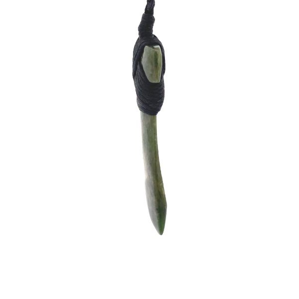 NZ pounamu greenstone bound toki pendant on slider cord