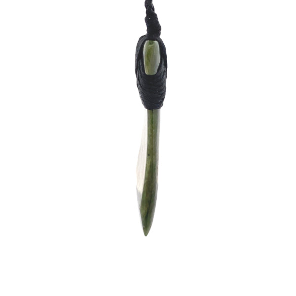 NZ pounamu greenstone bound toki pendant on slider cord