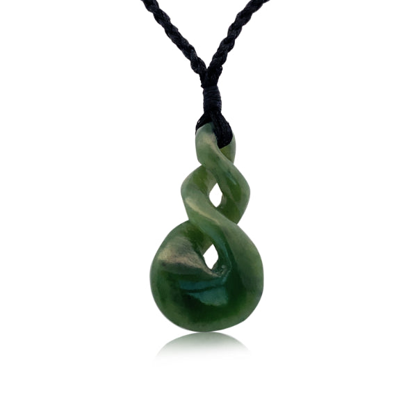 NZ pounamu greenstone double twist necklace on slider cord