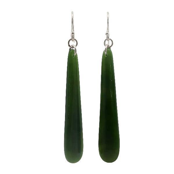 NZ Greenstone Pounamu drop earrings on silver hooks