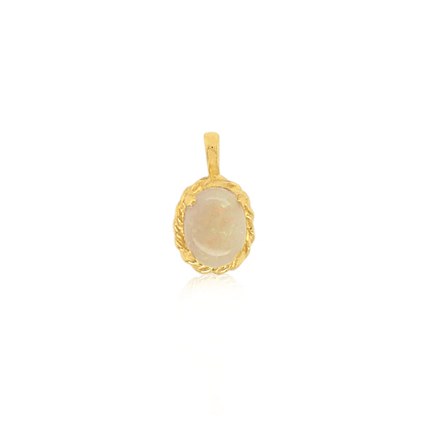 White Opal Pendant in 9ct yellow gold