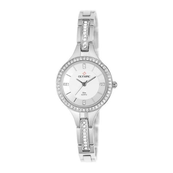 Olympic women's crystal set quartz watch in stainless steel