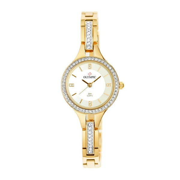 Olympic women's crystal set quartz watch in gold tone