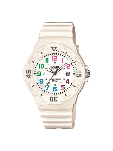 Casio kid's time teacher analogue quartz watch in white
