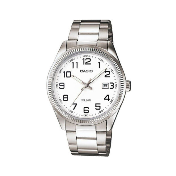 Casio women's steel analogue quartz watch with white dial