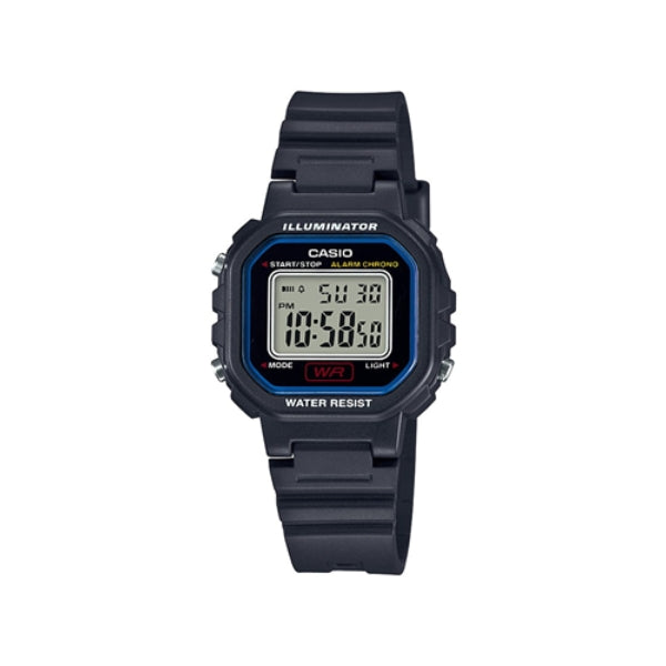 Casio small digital quartz watch in black resin