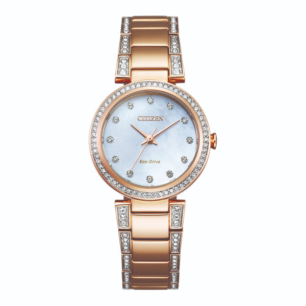 Citizen women's solar watch with Swarovski crystals in gold tone