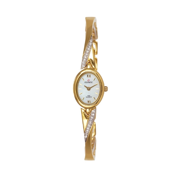 Olympic women's crystal set quartz watch in gold tone