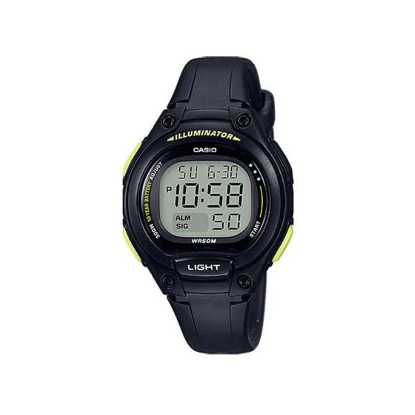 Casio womens quartz digital sports watch in black and green