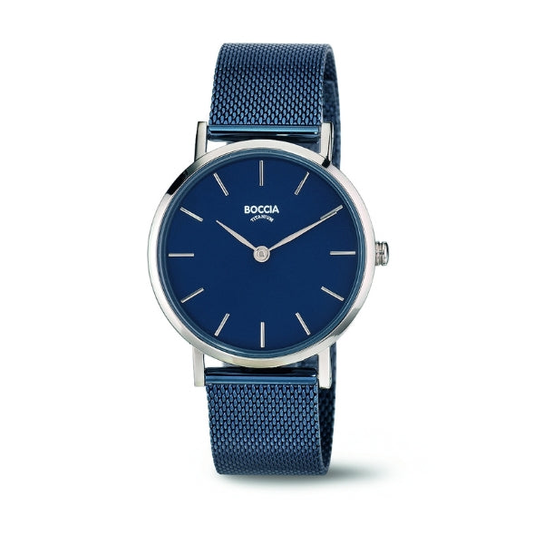 Boccia titanium quartz watch in blue