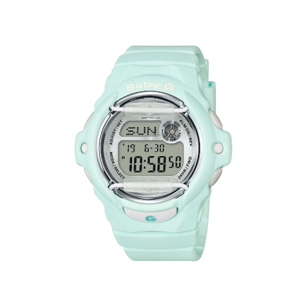 Casio women's Baby-G quartz digital watch in teal with telememo function