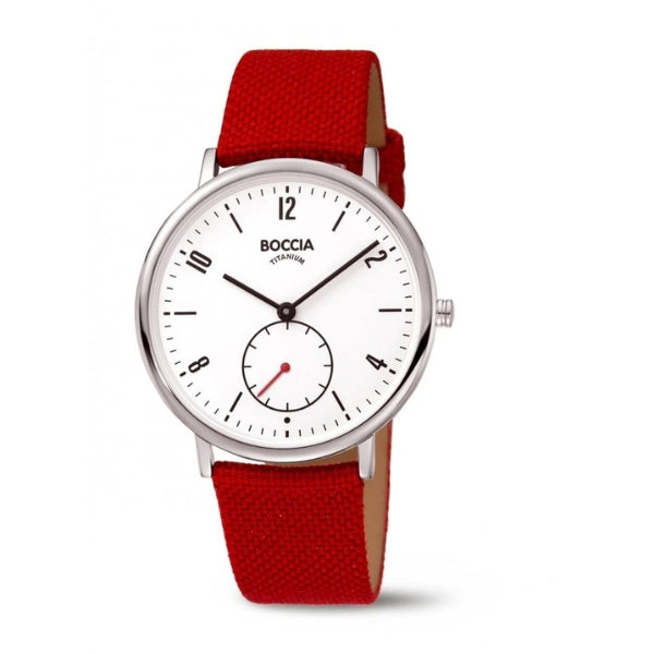 Boccia women's titanium quartz dress watch with red strap