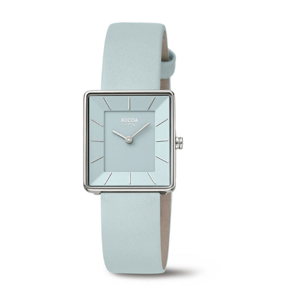Boccia women's titanium quartz fashion analogue watch in pastel blue