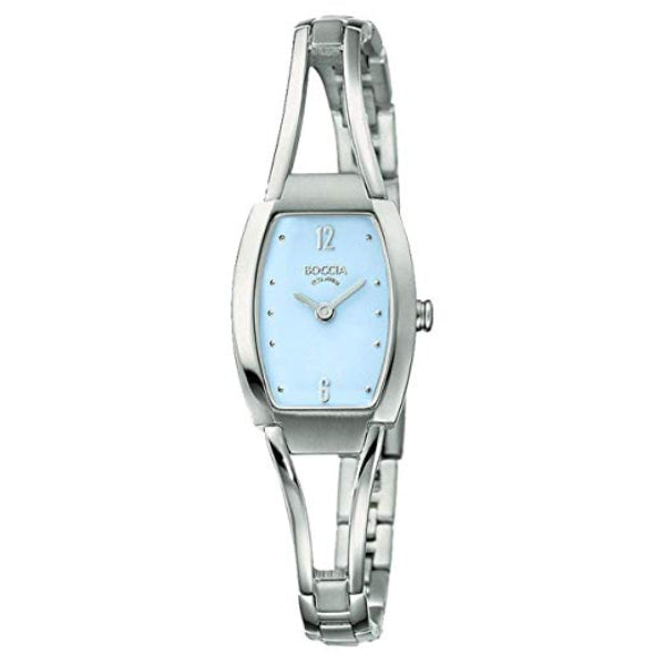 Boccia women's quartz analogue dress watch with pale blue dial in silver titanium