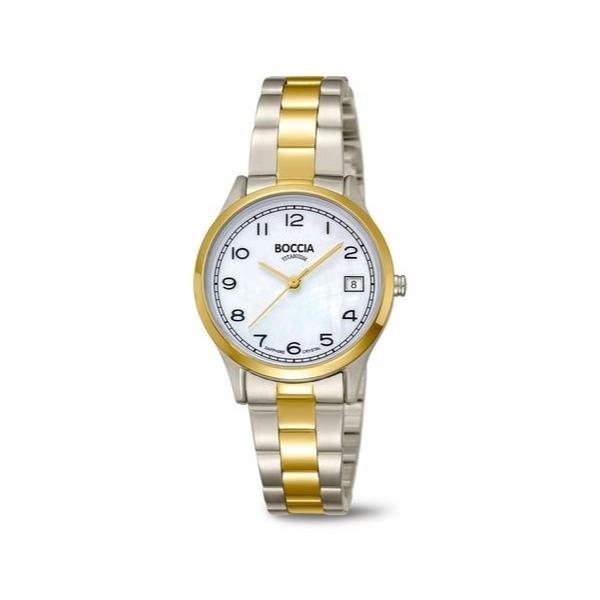 Boccia women's titanium quartz dress watch in two tone