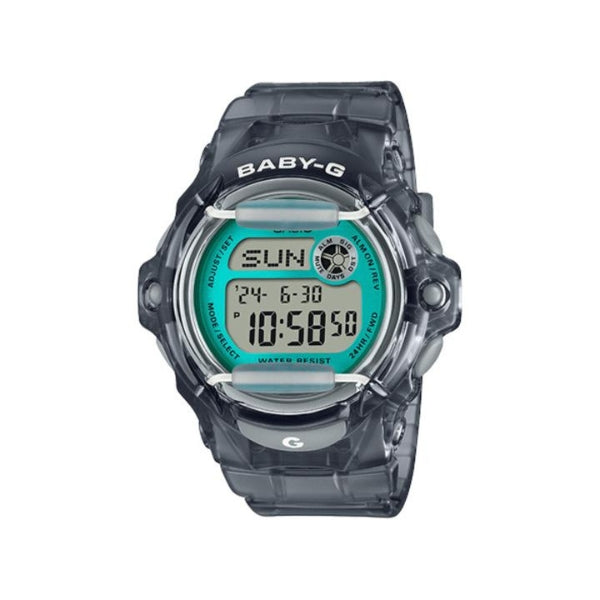 Casio Baby-G quartz watch in clear resin and blue dial