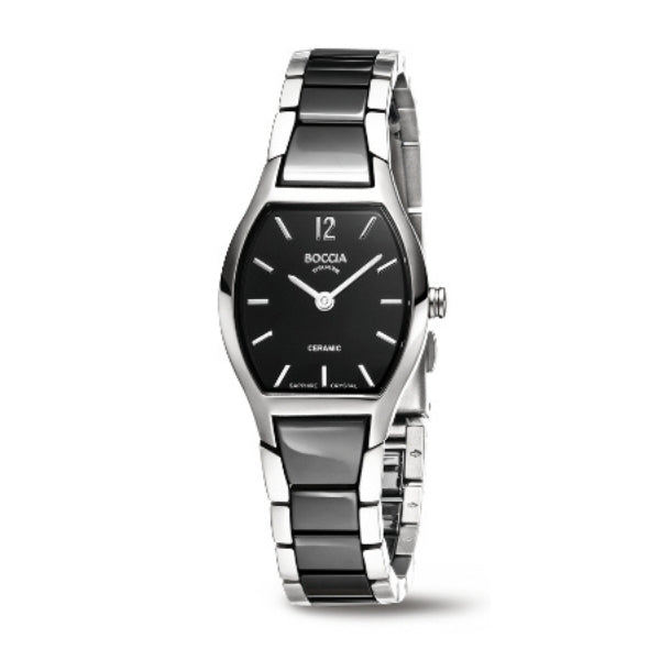 Boccia women's titanium and black ceramic quartz watch