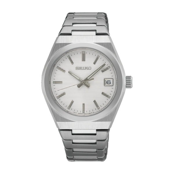 Seiko women's essential daywear quartz watch with sapphire glass in stainless steel