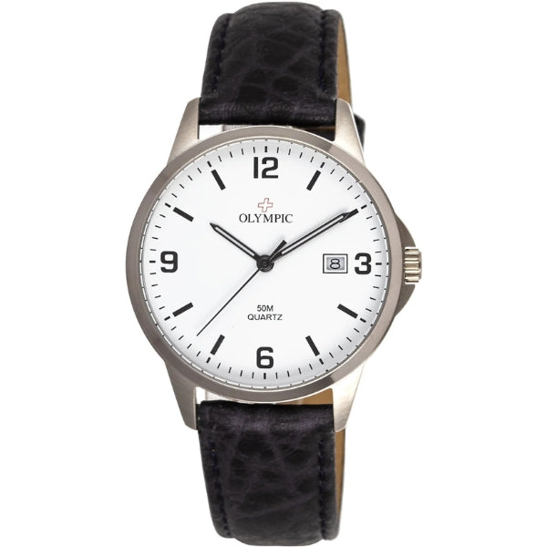 Olympic women's titanium quartz watch with large clear dial with date