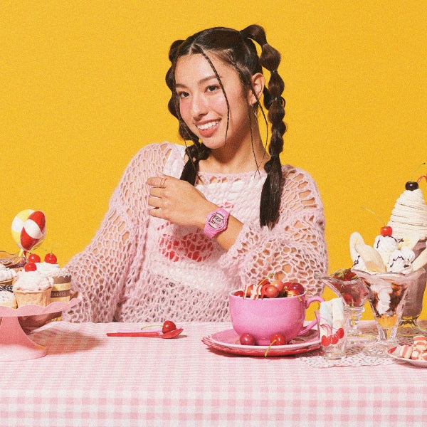 Casio Baby-G cherry digital quartz watch pink case with red accents