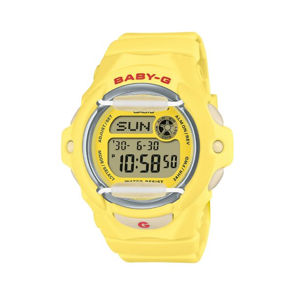 Casio Baby-G cherry digital quartz watch yellow case with red accents
