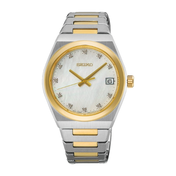 Seiko women's diamond set quartz watch in two tone stainless steel