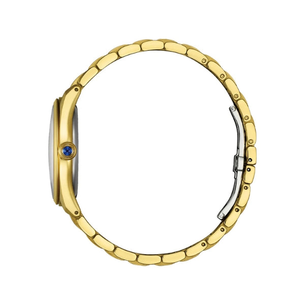 Citizen women's eco-drive solar watch with blue dial in gold plate