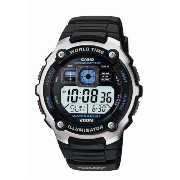 Casio multifunction digital watch with blue & black accents