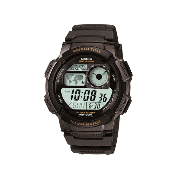Casio men's illuminator digital quartz watch with world time function