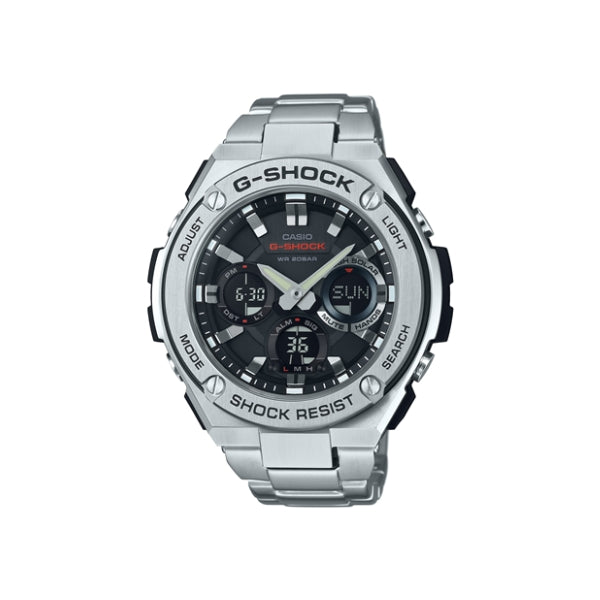 Casio men's G-Steel solar analogue watch with five alarms and world time
