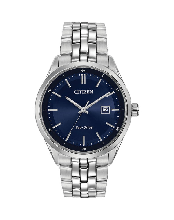 Citizen men's Eco-Drive watch in silver and blue