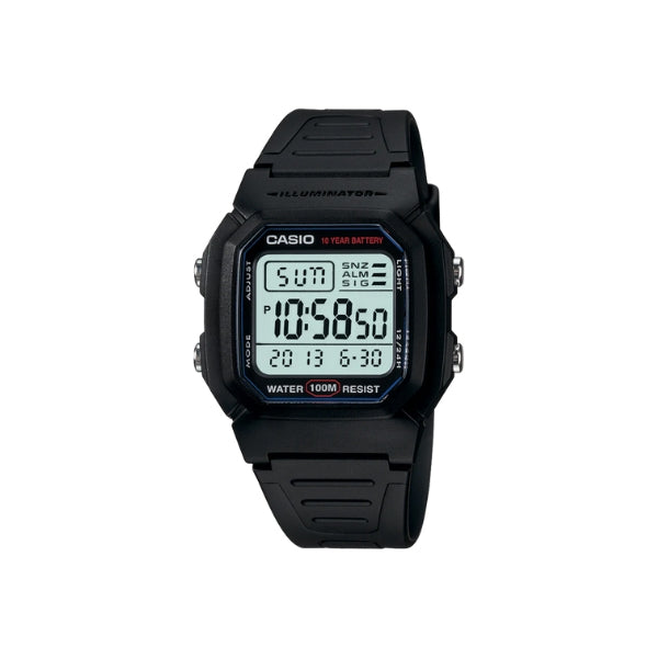 Casio men's classic quartz digital watch in black with stopwatch