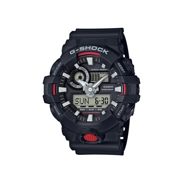 Casio men's G-Shock tough quartz analogue and digital watch in black and red