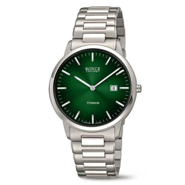 Boccia men's quartz analogue watch with green dial in silver titanium