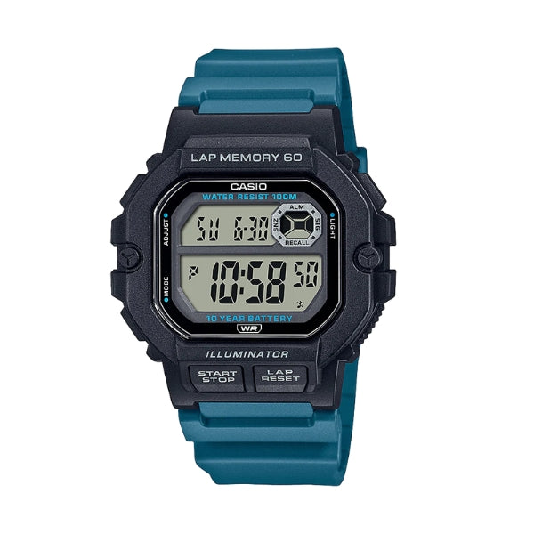 Casio men's quartz digital watch with lap memory function