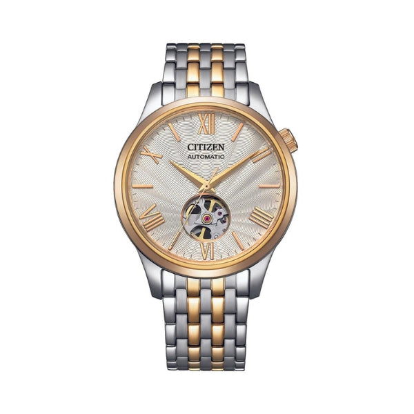 Citizen men s automatic two tone analogue watch with sapphire crystal glass