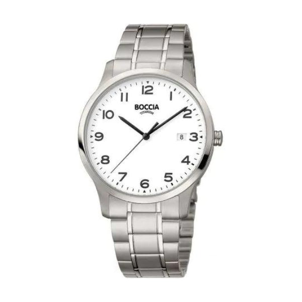 Boccia men's titanium analogue quartz watch in silver and white