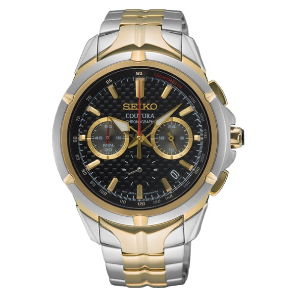 Seiko men's chronograph quartz watch in gold tone