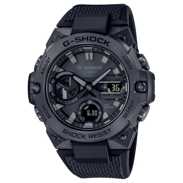 Casio men's G-Steel G-Shock anlaogue black on black solar gents watch with bluetooth