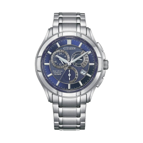Citizen men's ecodrive solar powered watch with perpetual calendar in stainless steel