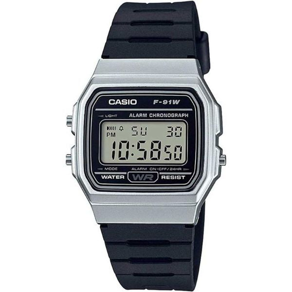 Casio no frills digital in silver & black with black strap