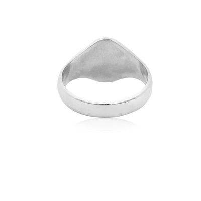Oval signet ring with scroll pattern in sterling silver