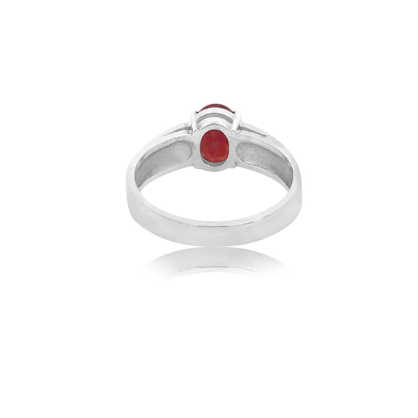 Oval garnet dress ring in sterling silver