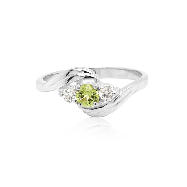 Peridot and CZ ring in sterling silver