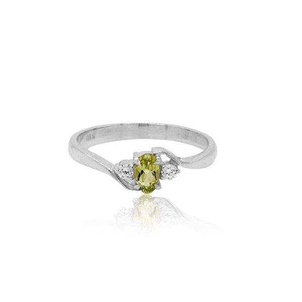 Peridot and CZ ring in sterling silver
