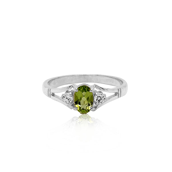 Peridot and CZ ring in sterling silver