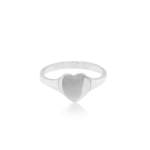 Heart signet ring in sterling silver