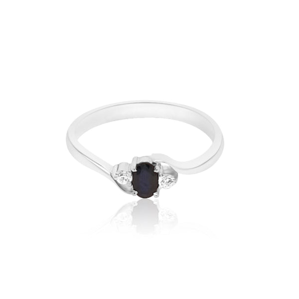 Sapphire and cz dress ring in sterling silver